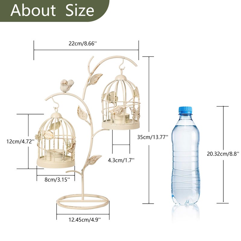 LANLONG Decorative Birdcage Candle Holders for Tealight Candles, 13.8in Tall Vintage Candle Holder, Metal Bird cage Candle Stands for Rustic Home Decor Table Wedding Christmas Centerpiece Bird Decor - Image 5